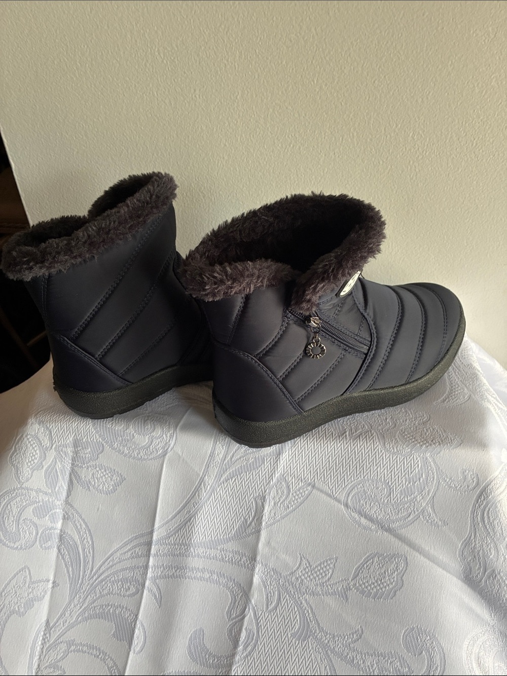 Cozy Faux-Fur Lined Ankle Winter Boots - Black